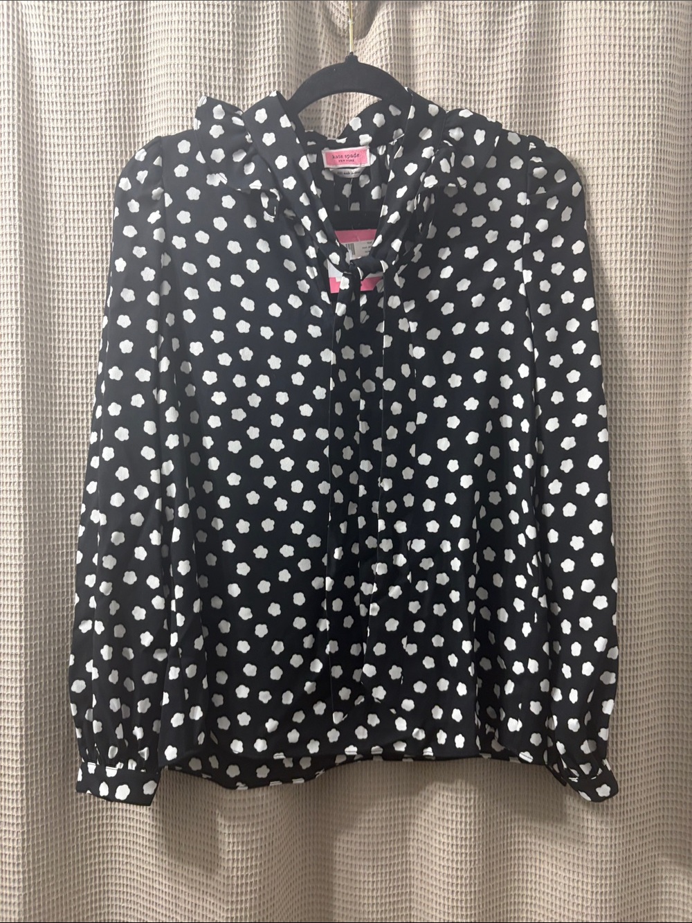 kate spade Black & White Polka Dot Tie-Neck Blouse